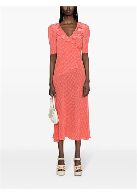 Coral polka-dot midi dress - women ALESSANDRA RICH | FABX3613F42301307